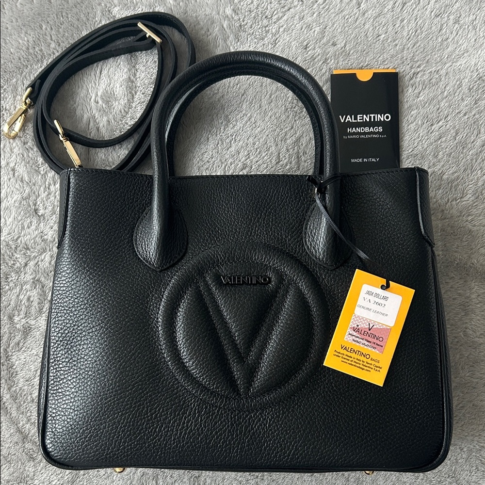 Valentino Black Pebbled Leather Satchel